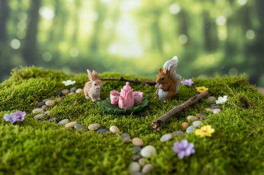 Fairy Garden Tea Party Set – Rabbit, Squirrel & Tulip Tea Service