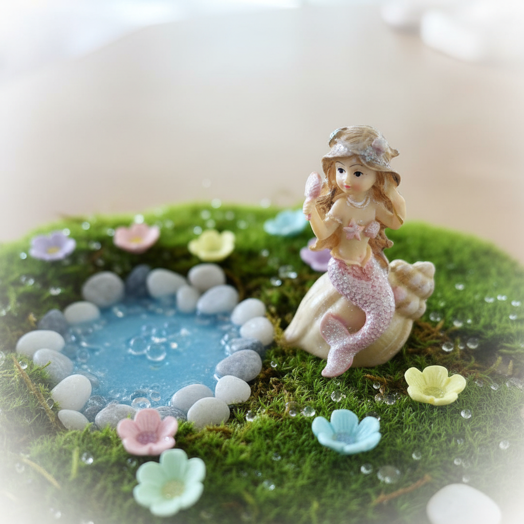 Miniature Mermaid Figurine on Seashell