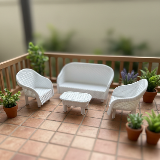 Miniature Wicker Patio Furniture Set – 4 Piece