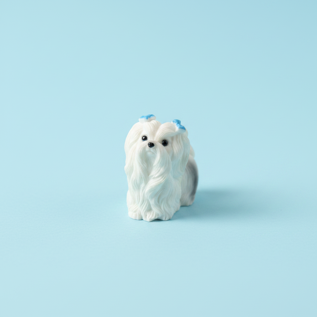 White Dog Blue Bow