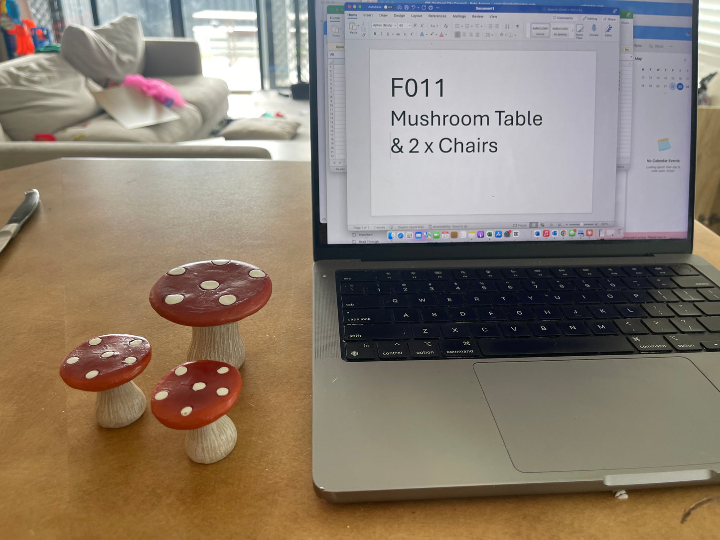 Toadstool Table & 2 Toadstool Stools | Fairy Garden Miniature Furniture Set