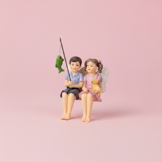 Boy & Girl Fairies Fishing Together