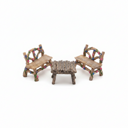 Rustic Twig Table & Chairs with Floral Vines
