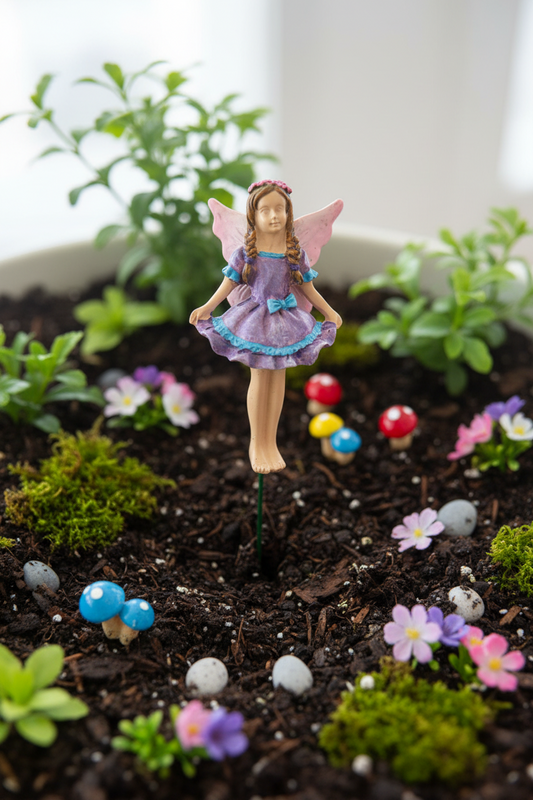 Fairy with Purple Dress & Green Wings