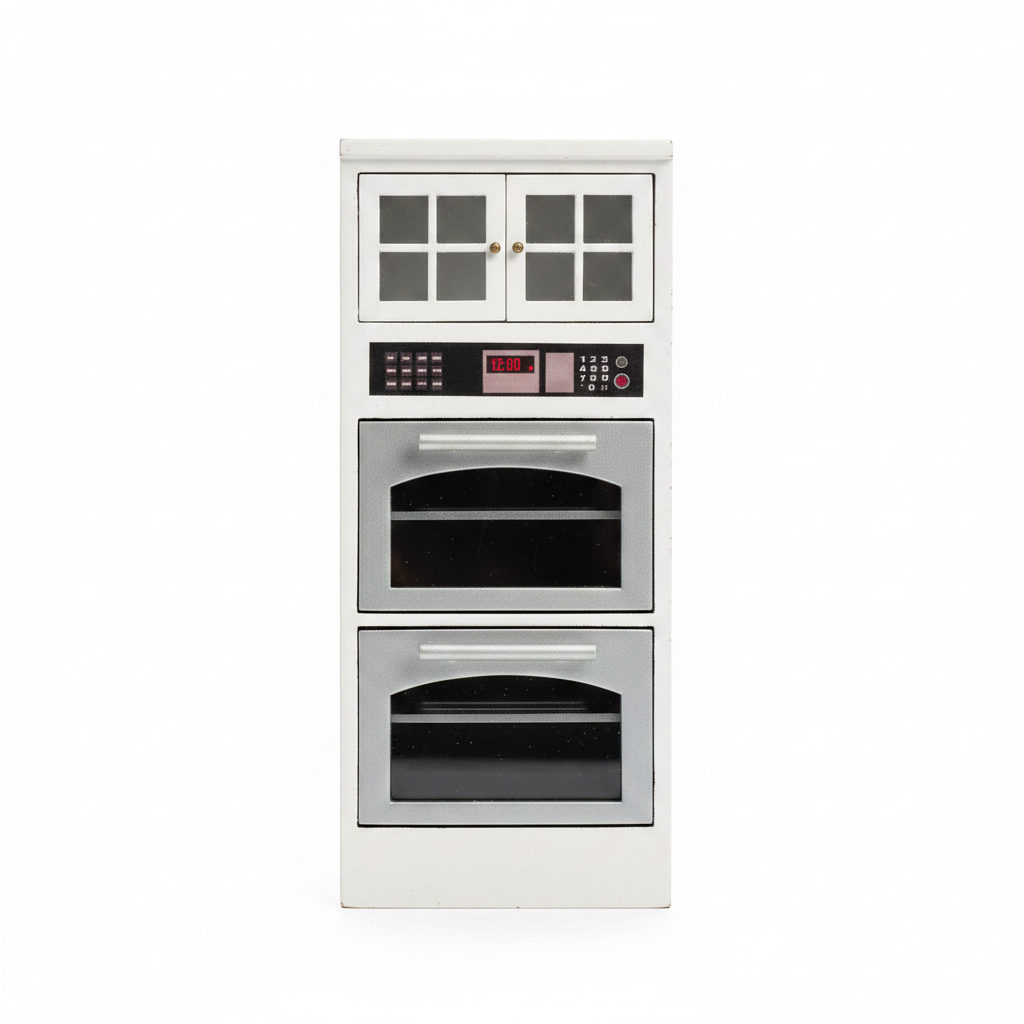 Miniature dollhouse double oven tower studio photo on white background