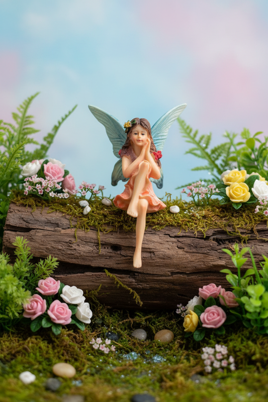 Blue Wings Fairy Figurine - Garden Scene