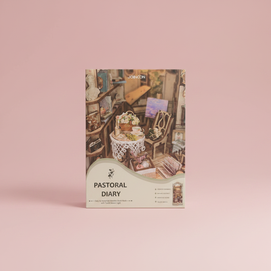 Pastoral Diary book nook kit studio photo pink background