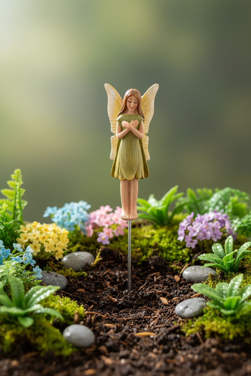 Heartfelt Fairy Garden Stake - Garden Scene
