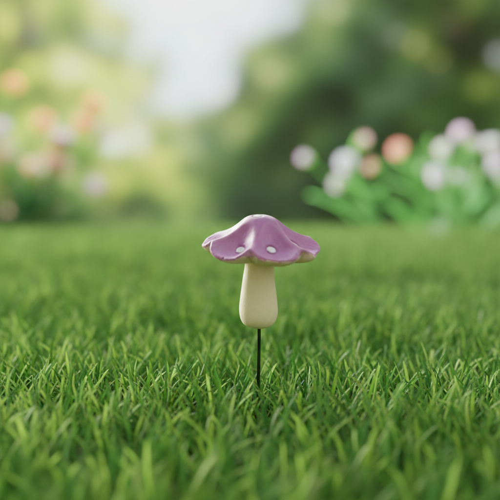 Fairy garden mushroom purple 3.5cm on grass