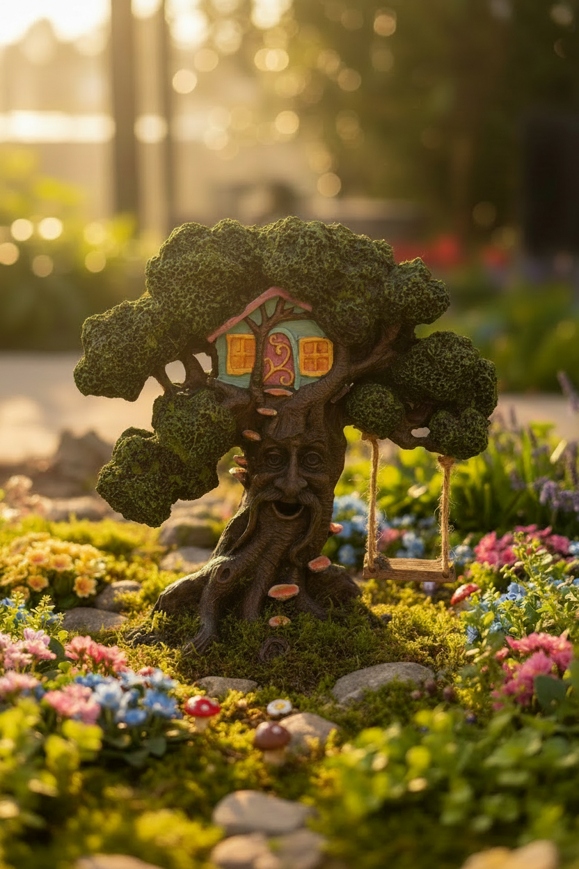 Enchanted Old Tree Fairy House – Whimsical Fairy Garden Structure