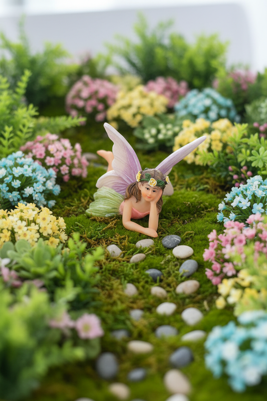 Daydreaming Fairy Figurine - Garden Scene