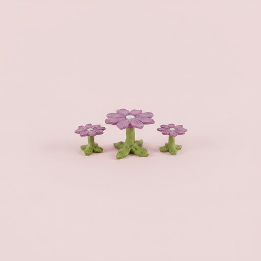 Purple Flower Table & 2 Chairs | Fairy Garden Miniature Furniture Set