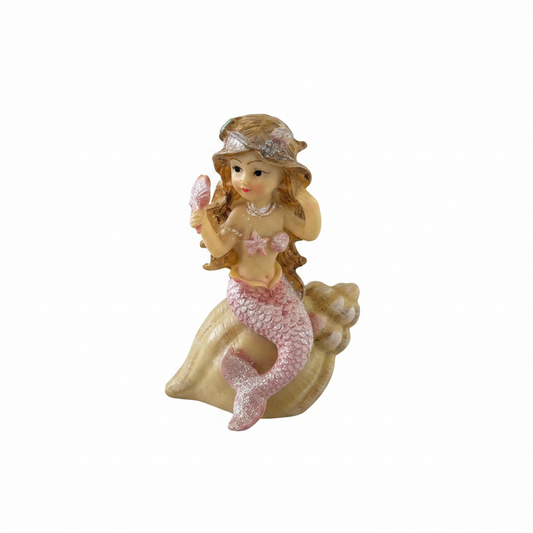 Miniature Mermaid Figurine on Seashell