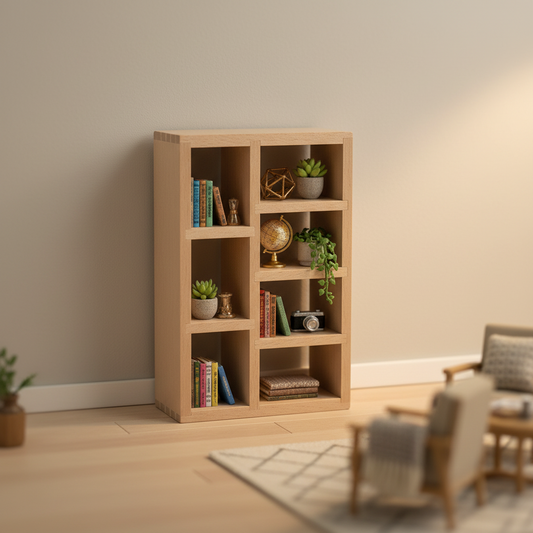 Miniature Asymmetric Cube Shelf Unit – Dollhouse Living Room & Study