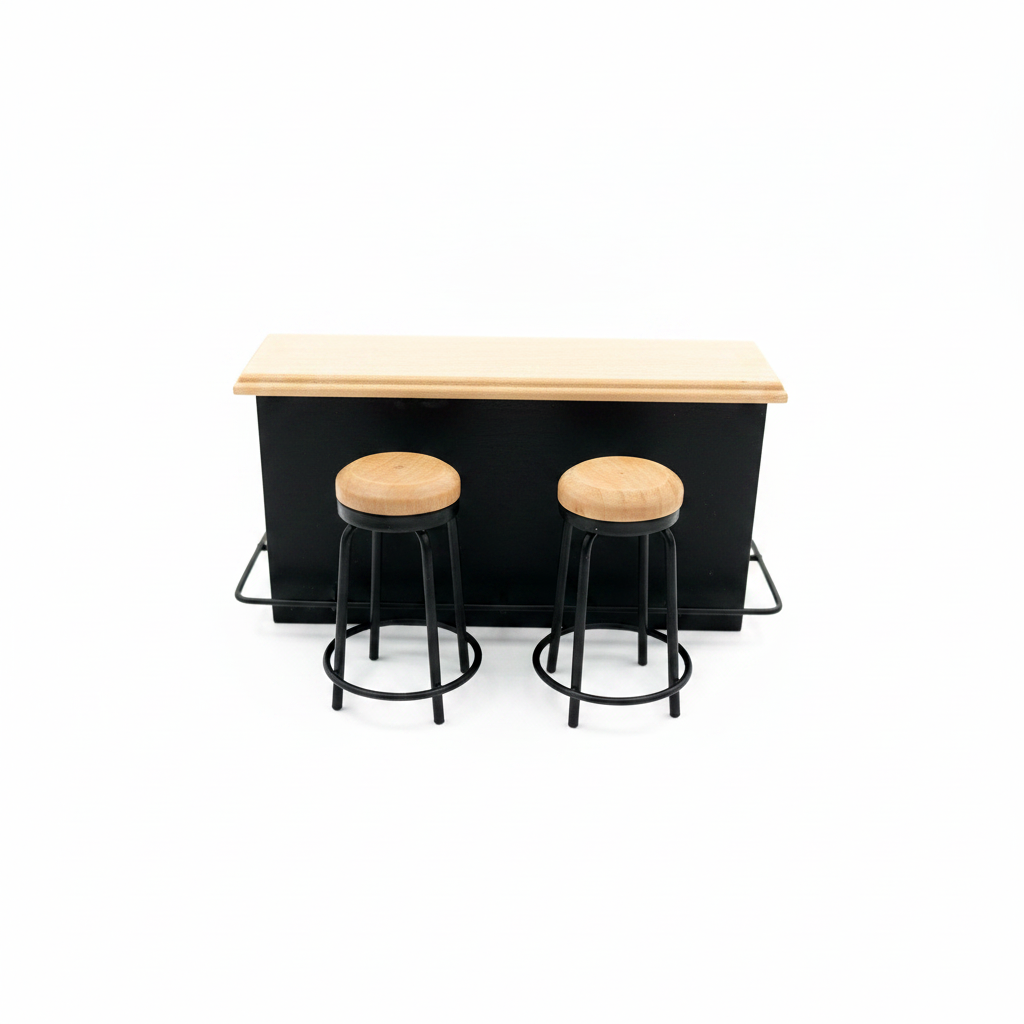 Miniature Bar Counter & Stools Set – 3 Piece