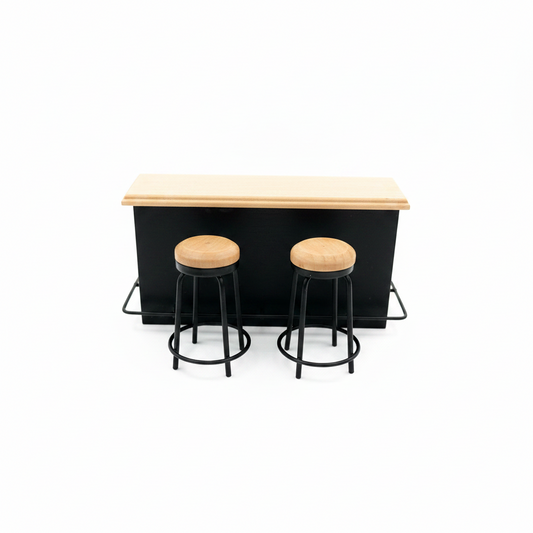 Miniature Bar Counter & Stools Set – 3 Piece