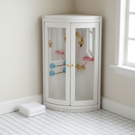 Miniature Curved Shower Enclosure – Dollhouse Bathroom