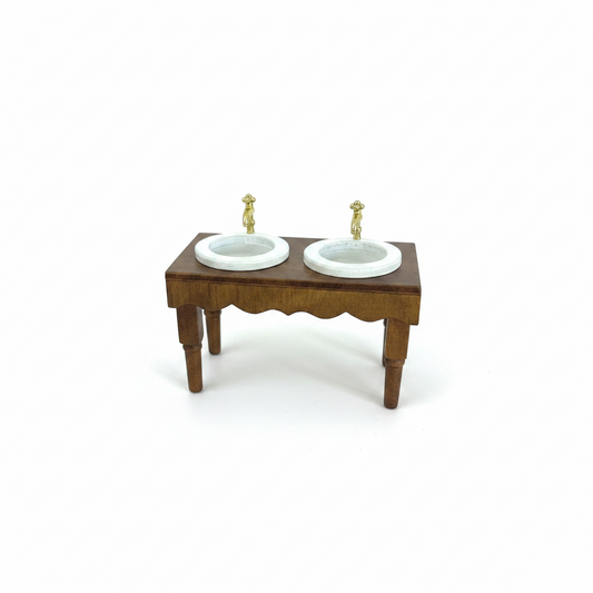 Miniature Double Basin Vanity Sink – Dollhouse Bathroom
