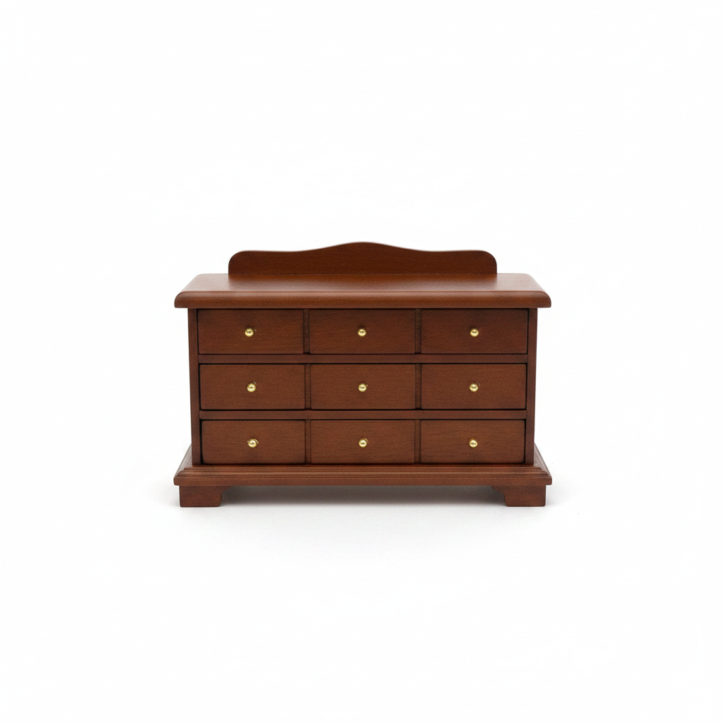 Miniature Mahogany 9-Drawer Chest – Dollhouse Bedroom