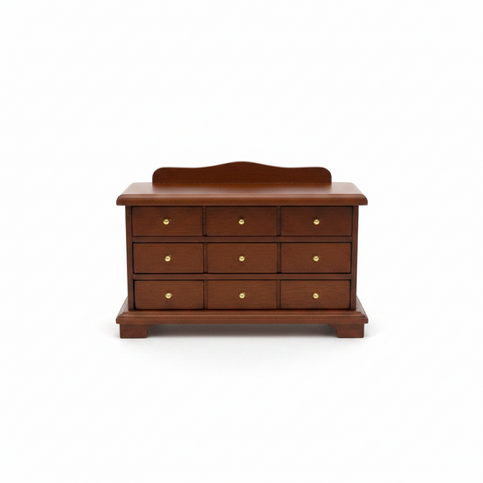Miniature Mahogany 9-Drawer Chest – Dollhouse Bedroom