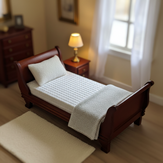 Miniature Mahogany Sleigh Bed – Dollhouse Bedroom