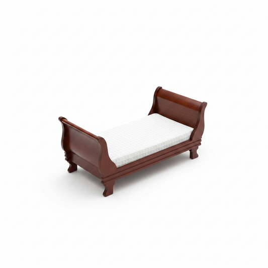Miniature Mahogany Sleigh Bed – Dollhouse Bedroom