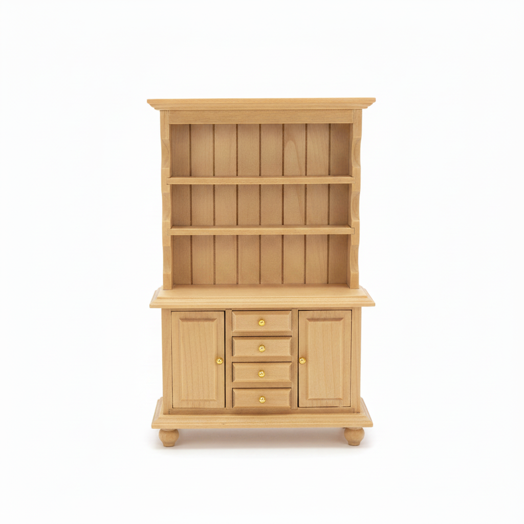 Miniature Pine Hutch Dresser Cabinet – Dollhouse Kitchen & Dining