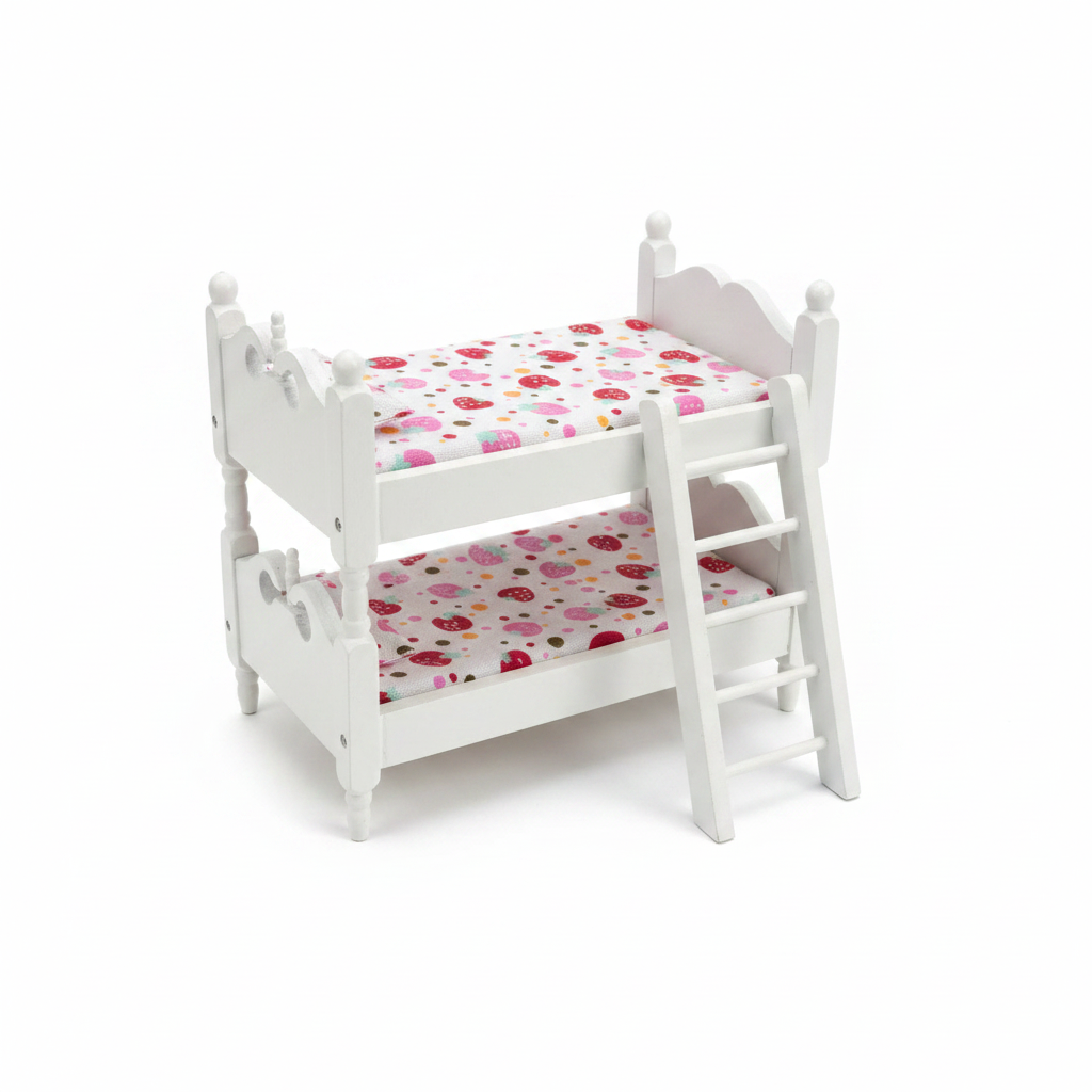Miniature Strawberry Bunk Bed – Dollhouse Children's Bedroom