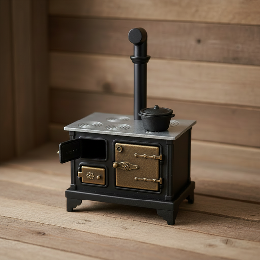 Miniature Vintage Cast Iron Wood Stove – Dollhouse Kitchen