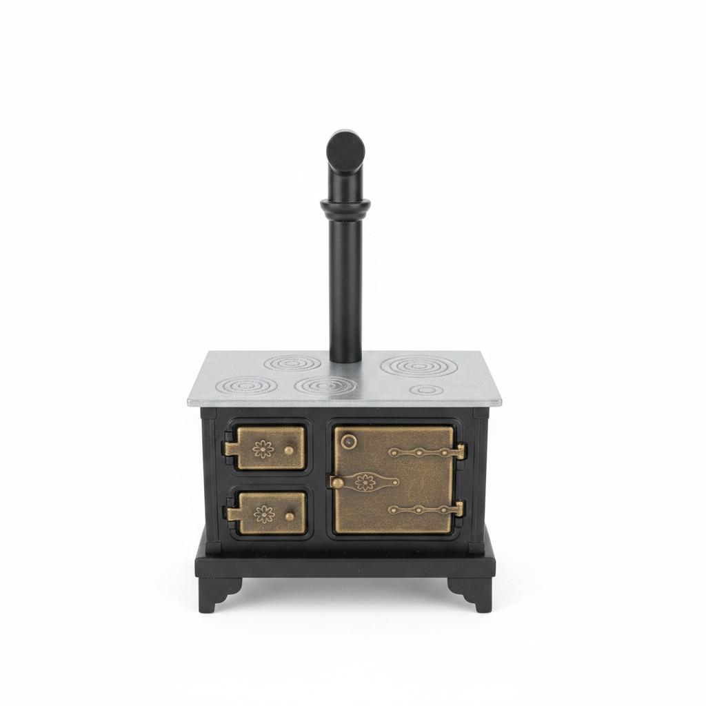 Miniature Vintage Cast Iron Wood Stove – Dollhouse Kitchen