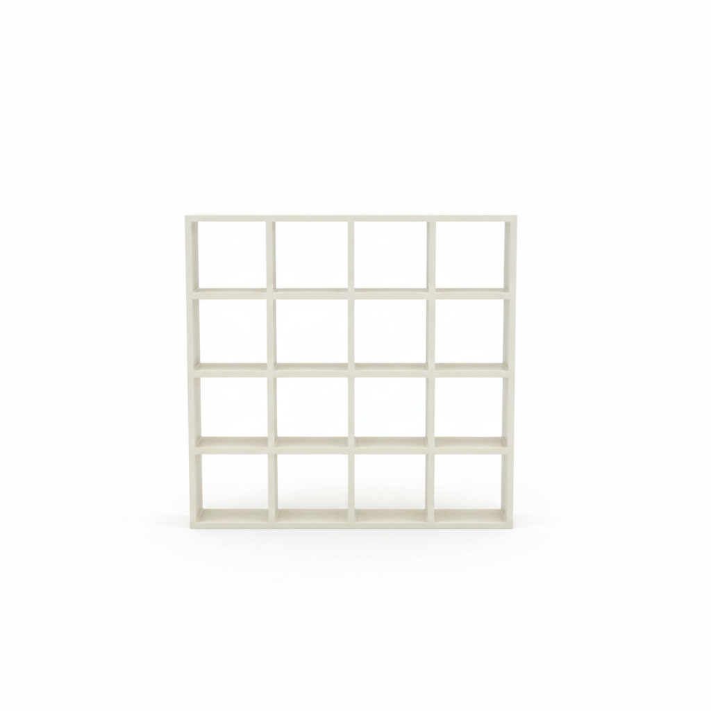 Miniature White Cube Shelf Unit – 16 Compartment Dollhouse Bookcase