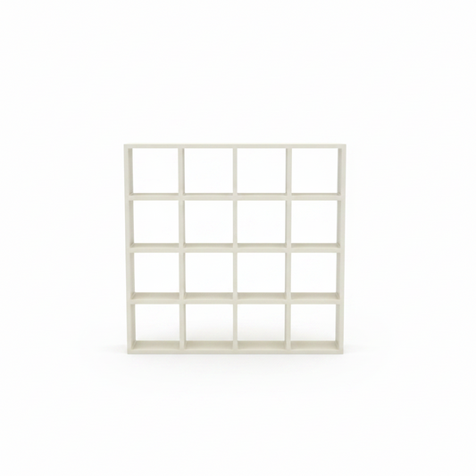 Miniature White Cube Shelf Unit – 16 Compartment Dollhouse Bookcase