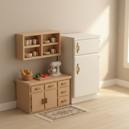 Miniature White Fridge Freezer – Dollhouse Kitchen