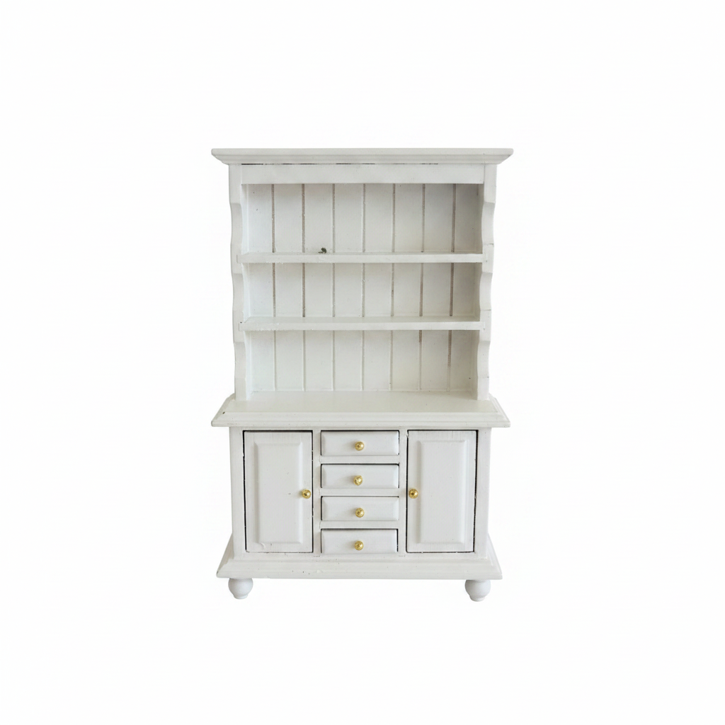 Miniature White Hutch Dresser Cabinet – Dollhouse Kitchen & Dining