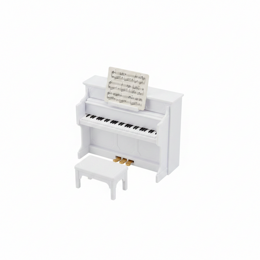 Miniature White Upright Piano & Bench Set – Dollhouse Music Room