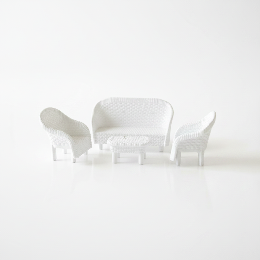 Miniature Wicker Patio Furniture Set – 4 Piece
