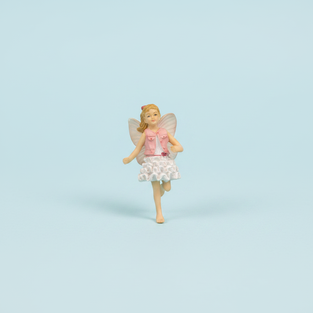 Running Fairy Girl Figurine — Pale Blue Studio Shot