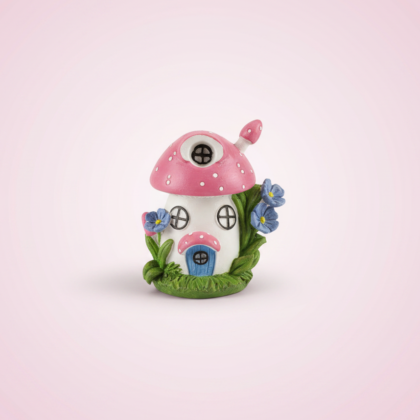 Small Spotted Toadstool Mushroom House — Pastel Pink Studio Shot