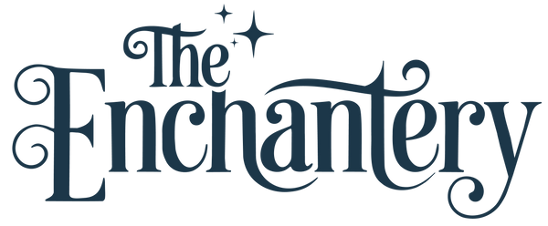 Logo of 'The Enchantery' with decorative text on a white background