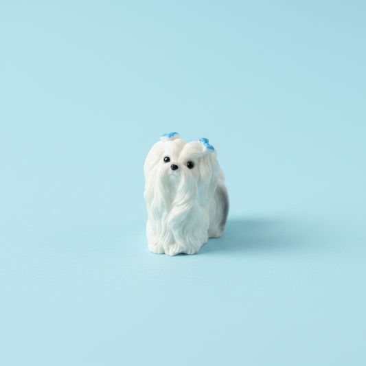 White Dog Blue Bow